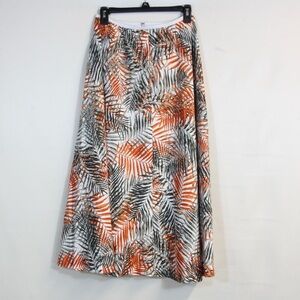 Chadwicks Green Orange Leafy Floral Midi Skirt NWOT